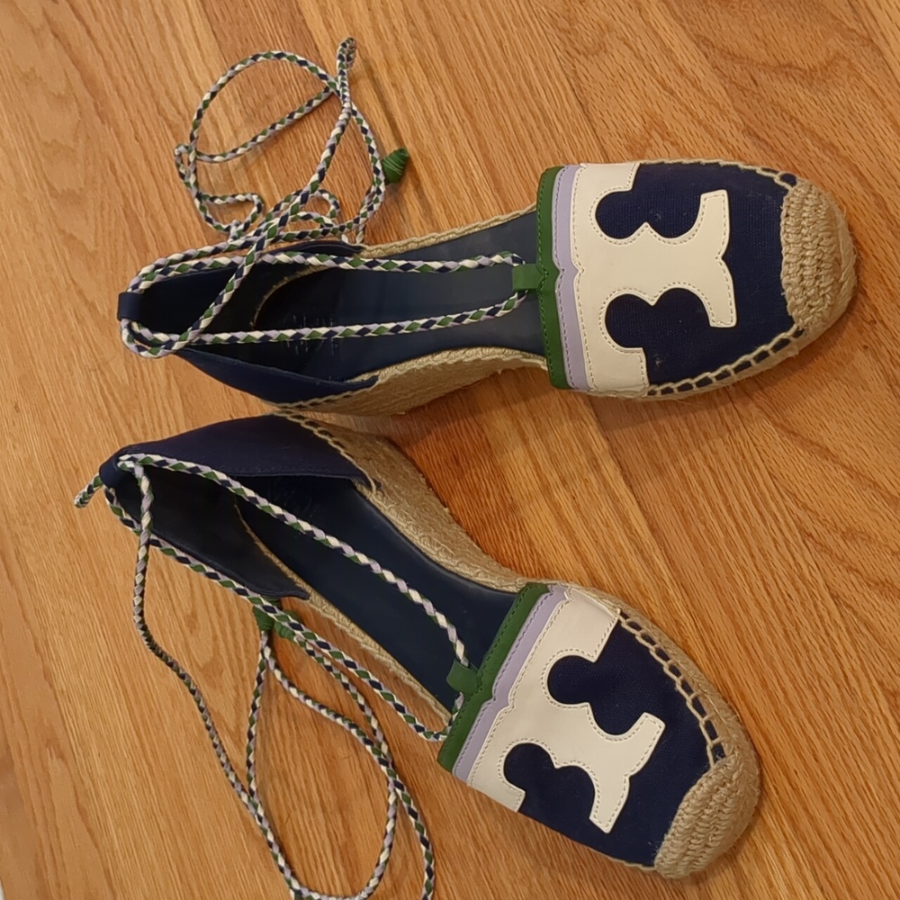 Tory Burch Laguna Wedge Espadrille Canvas Nubuck NWOT 10